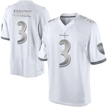 ＃3 Youth Chidobe Awuzie White Limited Baltimore Ravens Platinum Jersey