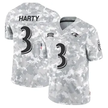 ＃3 Youth Deonte Harty Arctic Camo Limited Baltimore Ravens 2024 Salute to Service Jersey