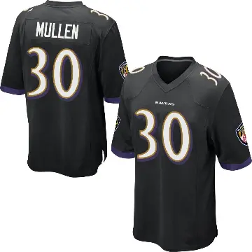 ＃30 Men's Trayvon Mullen Black Game Baltimore Ravens Jersey