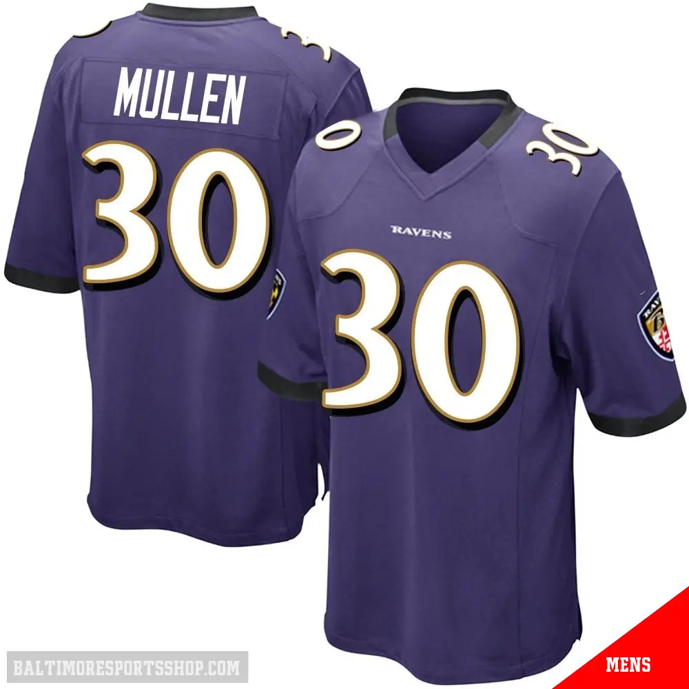 ＃30 Men's Trayvon Mullen Purple Game Baltimore Ravens Team Color Jersey