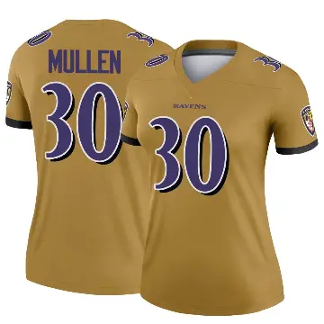 ＃30 Women's Trayvon Mullen Gold Legend Baltimore Ravens Inverted Jersey