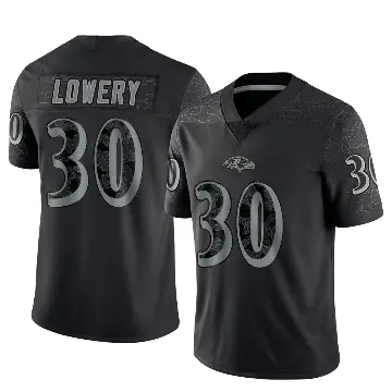 ＃30 Youth Reuben Lowery Black Limited Baltimore Ravens Reflective Jersey