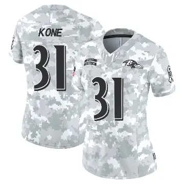 ＃31 Women's Bilhal Kone Arctic Camo Limited Baltimore Ravens 2024 Salute to Service Jersey
