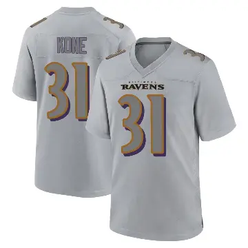 ＃31 Youth Bilhal Kone Gray Game Baltimore Ravens Atmosphere Fashion Jersey