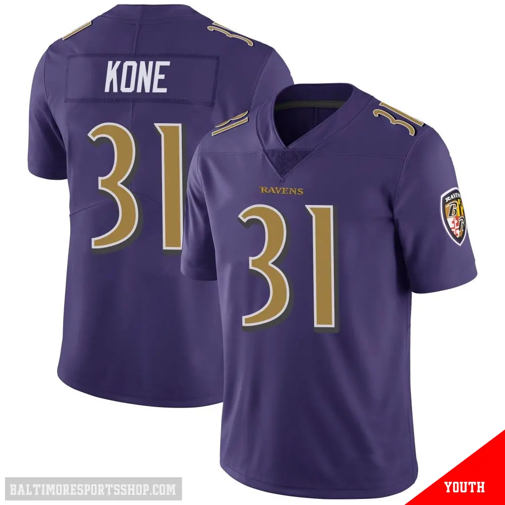 ＃31 Youth Bilhal Kone Purple Limited Baltimore Ravens Color Rush Vapor Untouchable Jersey