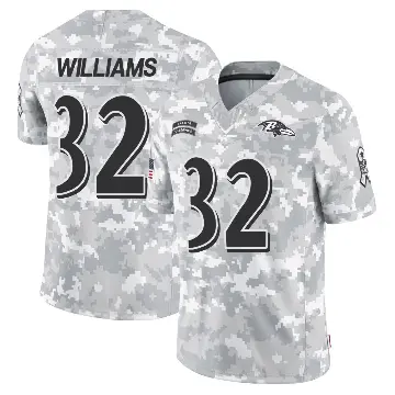 ＃32 Men's Marcus Williams Arctic Camo Limited Baltimore Ravens 2024 Salute to Service Jersey