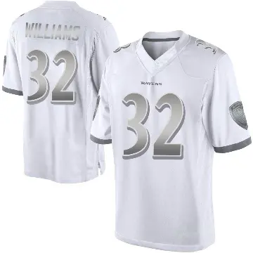 ＃32 Men's Marcus Williams White Limited Baltimore Ravens Platinum Jersey