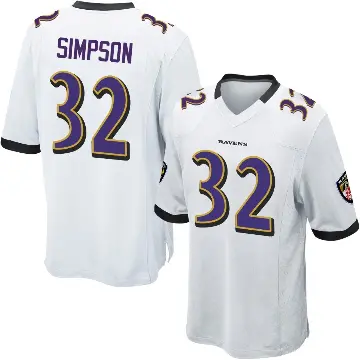 ＃32 Men's Trenton Simpson White Game Baltimore Ravens Jersey