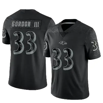 ＃33 Men's Melvin Gordon III Black Limited Baltimore Ravens Reflective Jersey