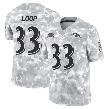 ＃33 Youth Tyler Loop Arctic Camo Limited Baltimore Ravens 2024 Salute to Service Jersey