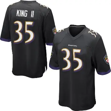 ＃35 Men's Desmond King II Black Game Baltimore Ravens Jersey