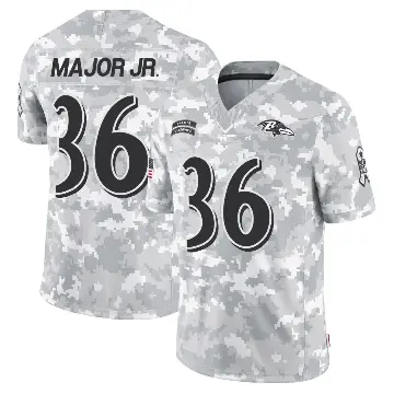 ＃36 Men's Marcus Major Jr. Arctic Camo Limited Baltimore Ravens 2024 Salute to Service Jersey