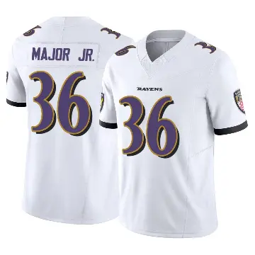 ＃36 Men's Marcus Major Jr. White Limited Baltimore Ravens Vapor F.U.S.E. Jersey