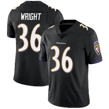 ＃36 Men's Owen Wright Black Limited Baltimore Ravens Alternate Vapor Untouchable Jersey