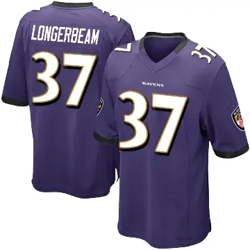 ＃37 Men's Robert Longerbeam Purple Game Baltimore Ravens Team Color Jersey