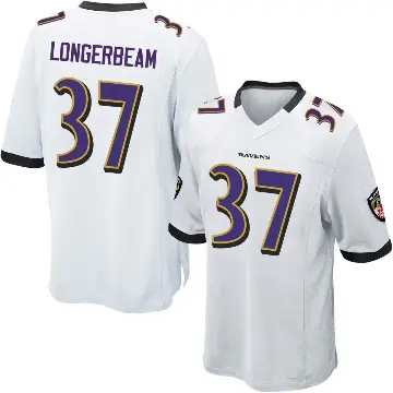 ＃37 Men's Robert Longerbeam White Game Baltimore Ravens Jersey
