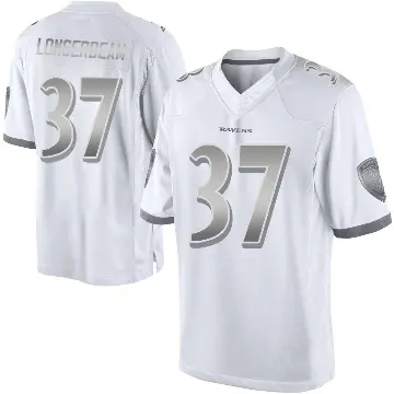＃37 Men's Robert Longerbeam White Limited Baltimore Ravens Platinum Jersey