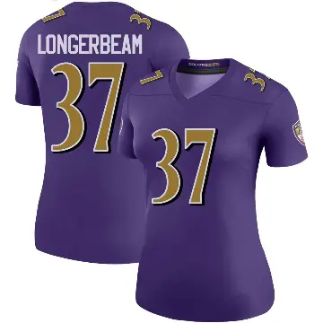 ＃37 Women's Robert Longerbeam Purple Legend Baltimore Ravens Color Rush Jersey