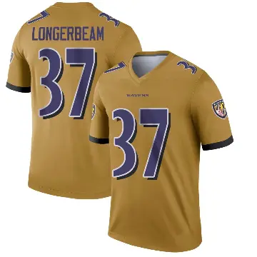 ＃37 Youth Robert Longerbeam Gold Legend Baltimore Ravens Inverted Jersey