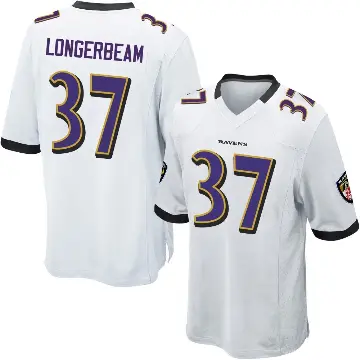 ＃37 Youth Robert Longerbeam White Game Baltimore Ravens Jersey