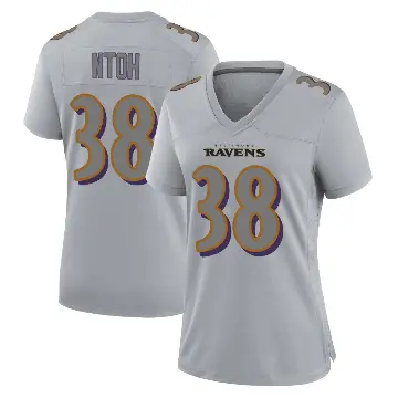 ＃38 Women's Sone Ntoh Gray Game Baltimore Ravens Atmosphere Fashion Jersey