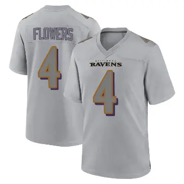 ＃4 Men's Zay Flowers Gray Game Baltimore Ravens Atmosphere Fashion Jersey