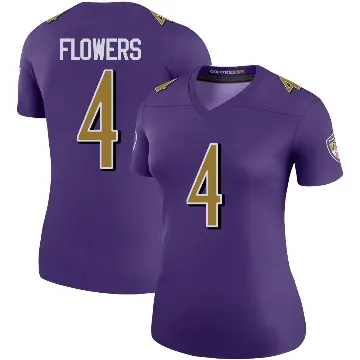 ＃4 Women's Zay Flowers Purple Legend Baltimore Ravens Color Rush Jersey