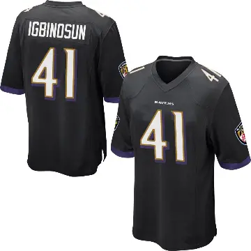 ＃41 Men's Desmond Igbinosun Black Game Baltimore Ravens Jersey