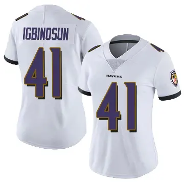 ＃41 Women's Desmond Igbinosun White Limited Baltimore Ravens Vapor Untouchable Jersey
