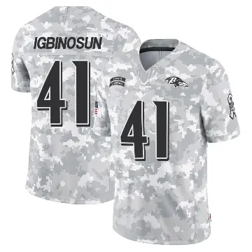 ＃41 Youth Desmond Igbinosun Arctic Camo Limited Baltimore Ravens 2024 Salute to Service Jersey
