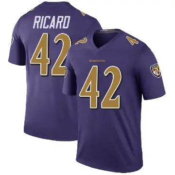 ＃42 Men's Patrick Ricard Purple Legend Baltimore Ravens Color Rush Jersey