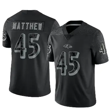 ＃45 Men's Christian Matthew Black Limited Baltimore Ravens Reflective Jersey