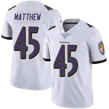 ＃45 Men's Christian Matthew White Limited Baltimore Ravens Vapor Untouchable Jersey