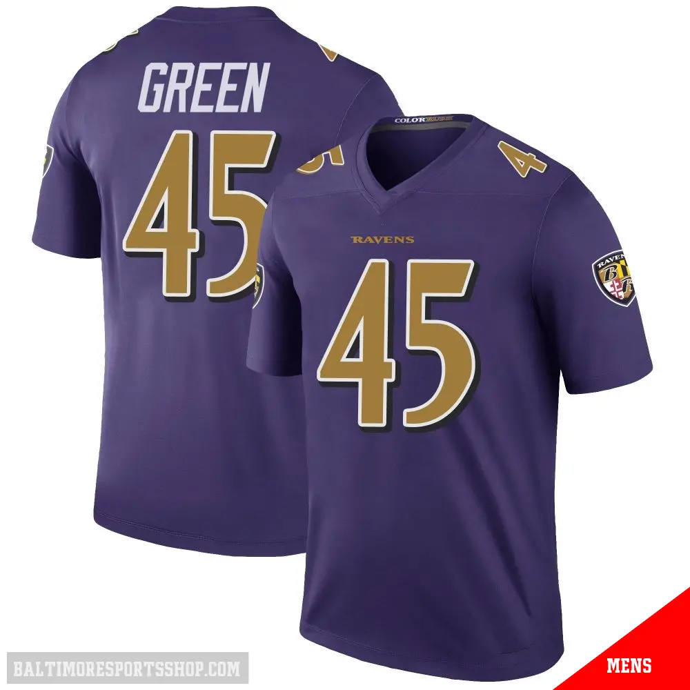 ＃45 Men's Mike Green Purple Legend Baltimore Ravens Color Rush Jersey