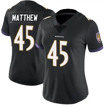 ＃45 Women's Christian Matthew Black Limited Baltimore Ravens Alternate Vapor Untouchable Jersey