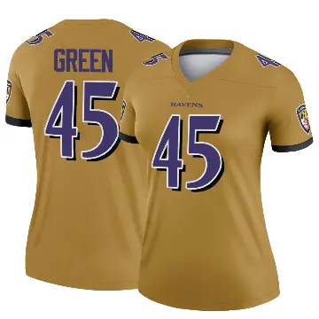 ＃45 Women's Mike Green Gold Legend Baltimore Ravens Inverted Jersey