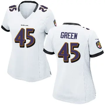 ＃45 Women's Mike Green White Game Baltimore Ravens Jersey