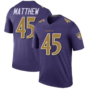 ＃45 Youth Christian Matthew Purple Legend Baltimore Ravens Color Rush Jersey