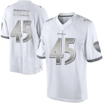 ＃45 Youth Mike Green White Limited Baltimore Ravens Platinum Jersey