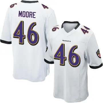 ＃46 Men's Nick Moore White Game Baltimore Ravens Jersey