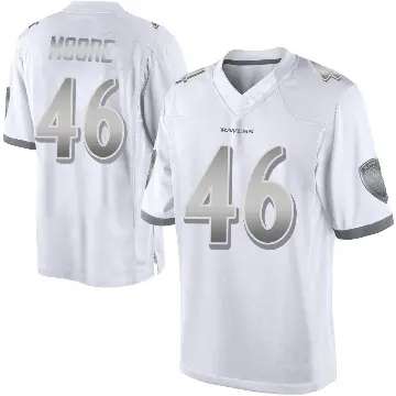 ＃46 Men's Nick Moore White Limited Baltimore Ravens Platinum Jersey