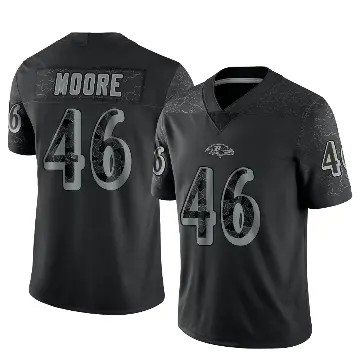 ＃46 Youth Nick Moore Black Limited Baltimore Ravens Reflective Jersey