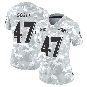 ＃47 Women's Lucas Scott Arctic Camo Limited Baltimore Ravens 2024 Salute to Service Jersey