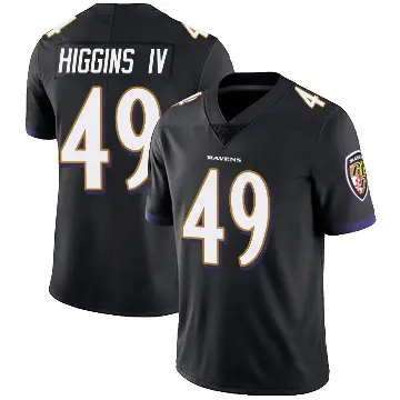 ＃49 Men's Jay Higgins IV Black Limited Baltimore Ravens Alternate Vapor Untouchable Jersey