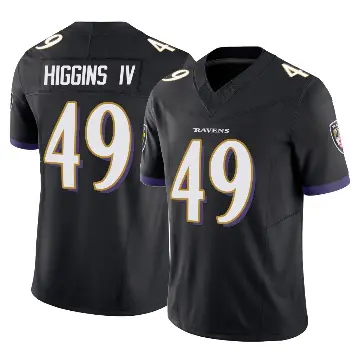 ＃49 Men's Jay Higgins IV Black Limited Baltimore Ravens Vapor F.U.S.E. Jersey