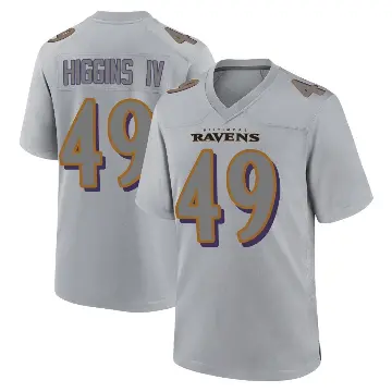 ＃49 Youth Jay Higgins IV Gray Game Baltimore Ravens Atmosphere Fashion Jersey