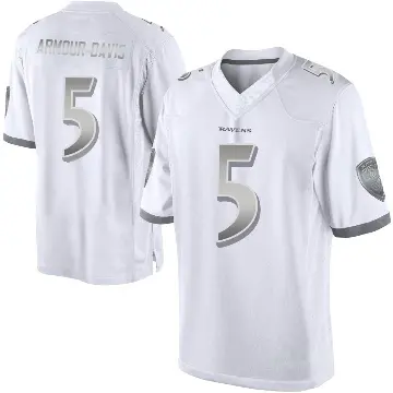 ＃5 Men's Jalyn Armour-Davis White Limited Baltimore Ravens Platinum Jersey
