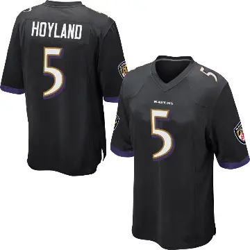 ＃5 Men's John Hoyland Black Game Baltimore Ravens Jersey