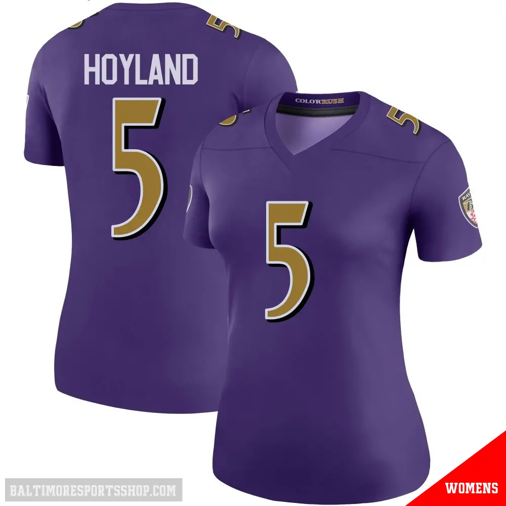 ＃5 Women's John Hoyland Purple Legend Baltimore Ravens Color Rush Jersey