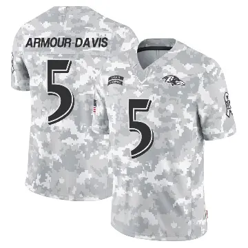 ＃5 Youth Jalyn Armour-Davis Arctic Camo Limited Baltimore Ravens 2024 Salute to Service Jersey
